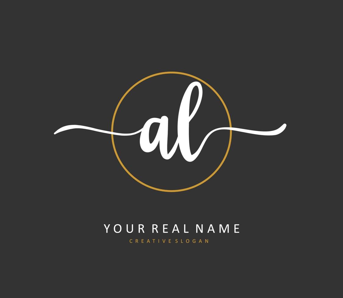 AL Initial letter handwriting and  signature logo. A concept handwriting initial logo with template element. vector