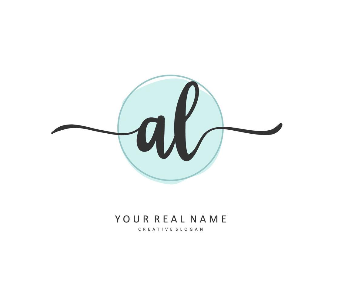 AL Initial letter handwriting and  signature logo. A concept handwriting initial logo with template element. vector