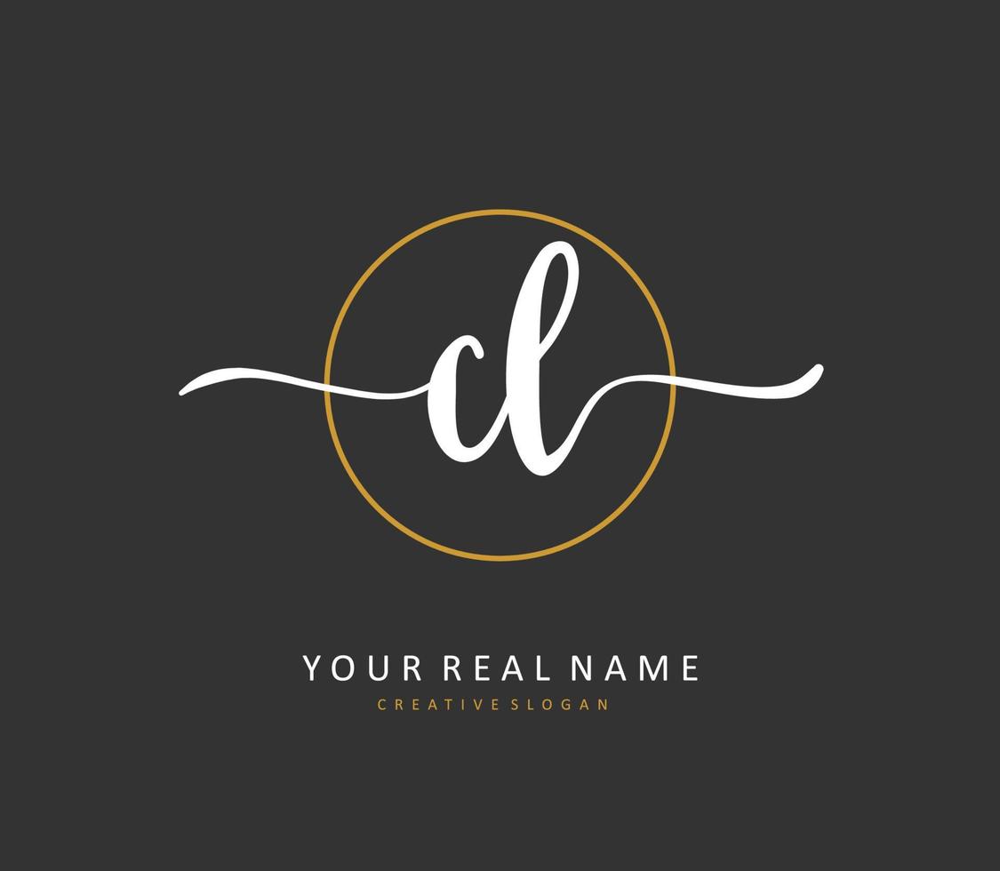 CL Initial letter handwriting and  signature logo. A concept handwriting initial logo with template element. vector