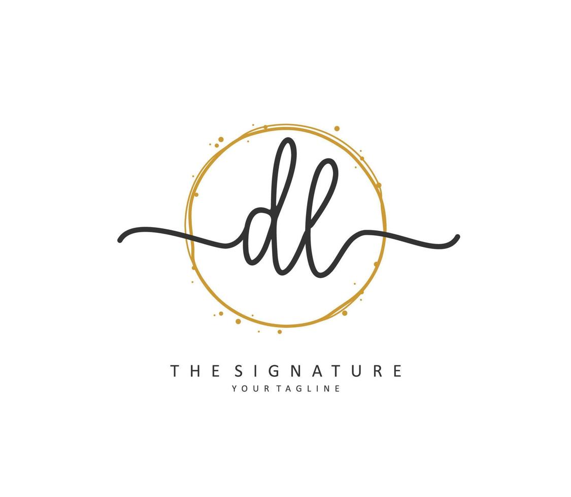 DL Initial letter handwriting and  signature logo. A concept handwriting initial logo with template element. vector