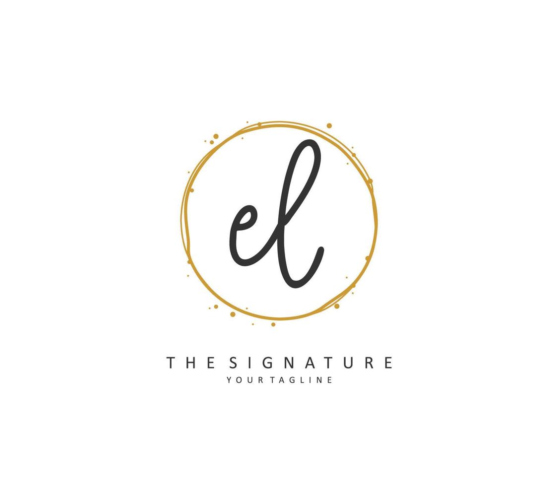 EL Initial letter handwriting and  signature logo. A concept handwriting initial logo with template element. vector