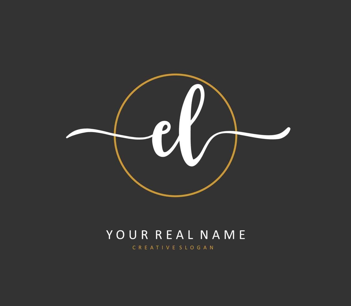 EL Initial letter handwriting and  signature logo. A concept handwriting initial logo with template element. vector