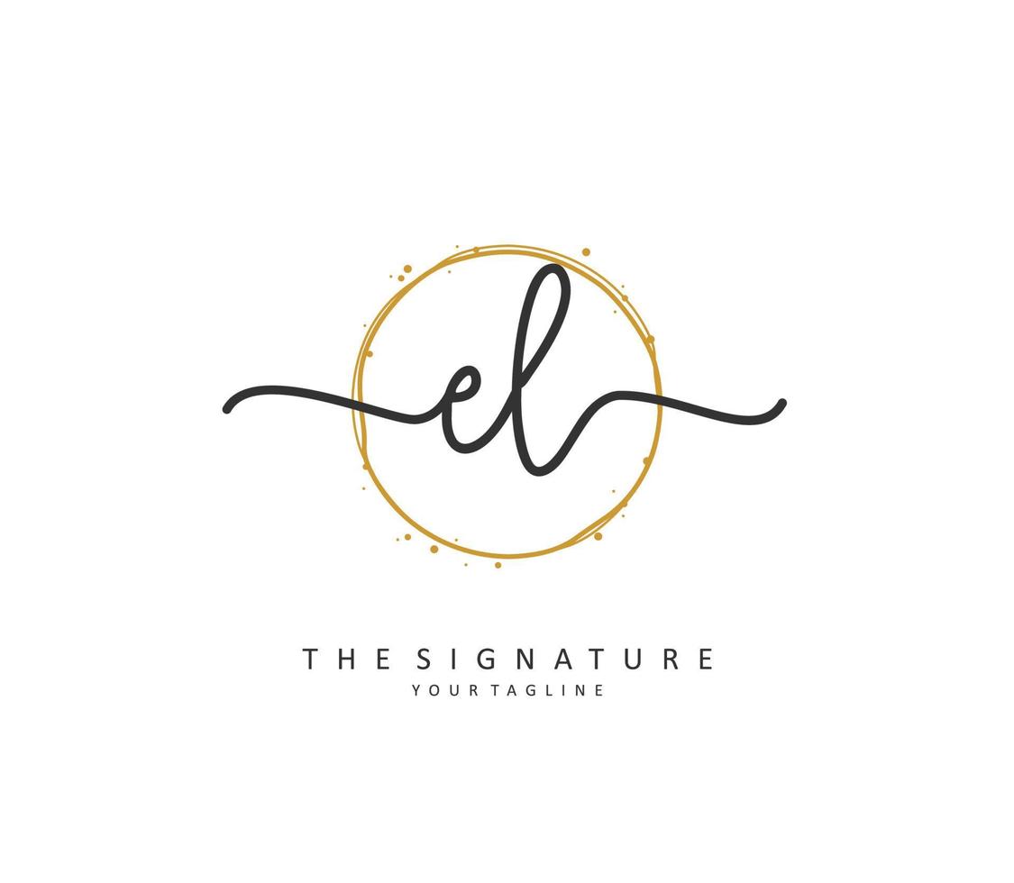 EL Initial letter handwriting and  signature logo. A concept handwriting initial logo with template element. vector