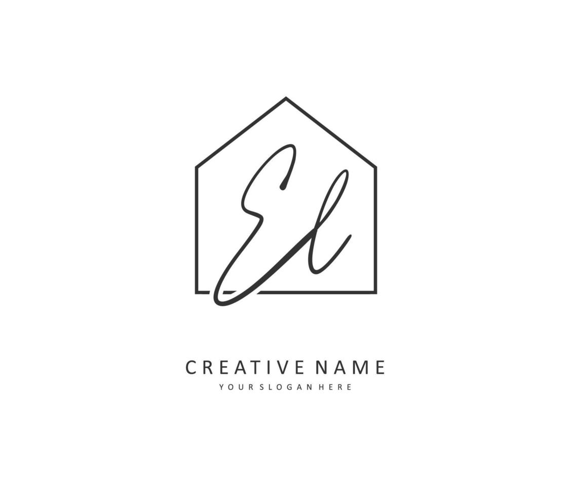 EL Initial letter handwriting and  signature logo. A concept handwriting initial logo with template element. vector