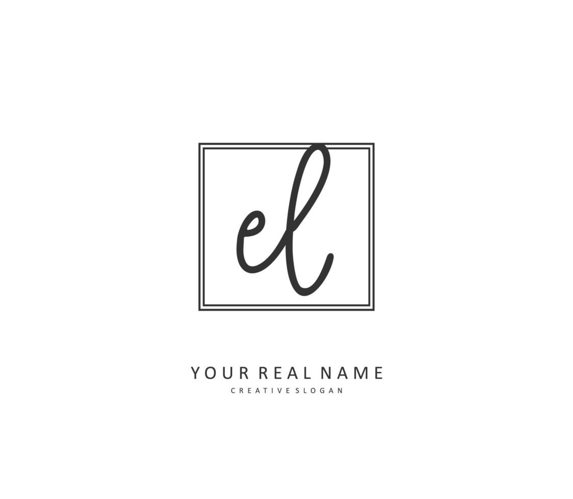 EL Initial letter handwriting and  signature logo. A concept handwriting initial logo with template element. vector