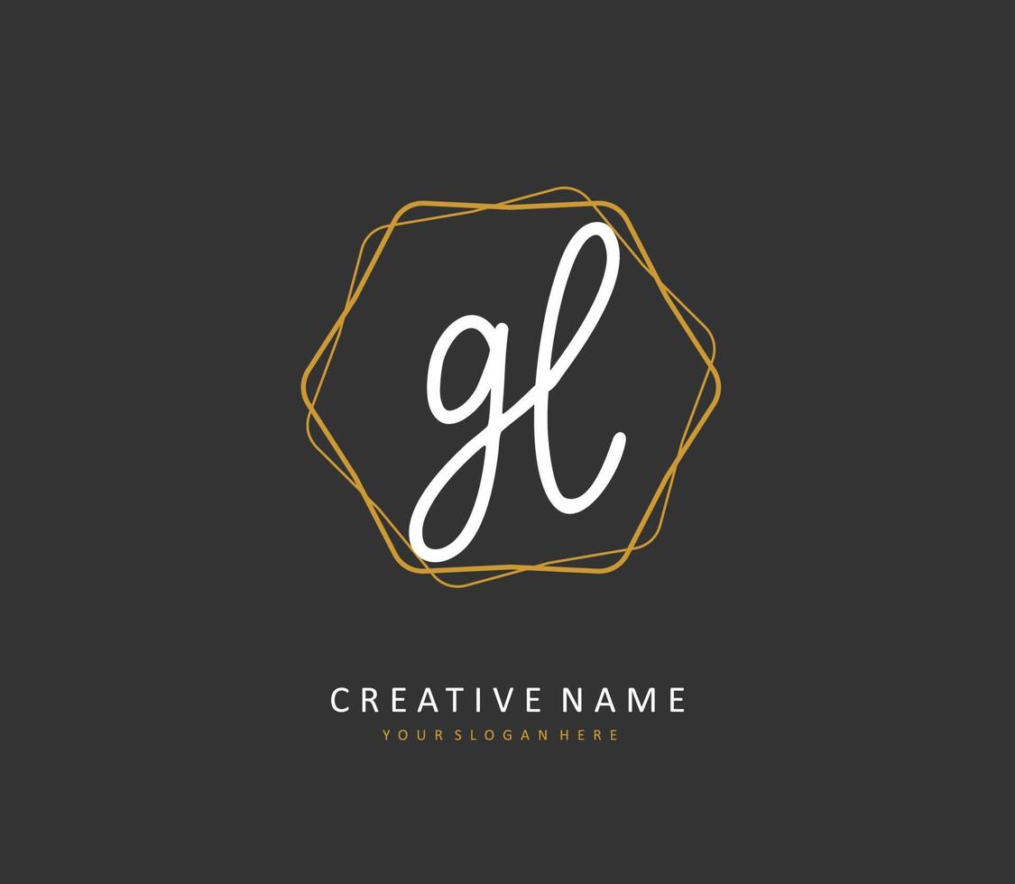 GL Initial letter handwriting and  signature logo. A concept handwriting initial logo with template element. vector