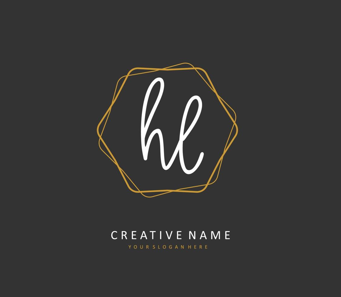 HL Initial letter handwriting and  signature logo. A concept handwriting initial logo with template element. vector