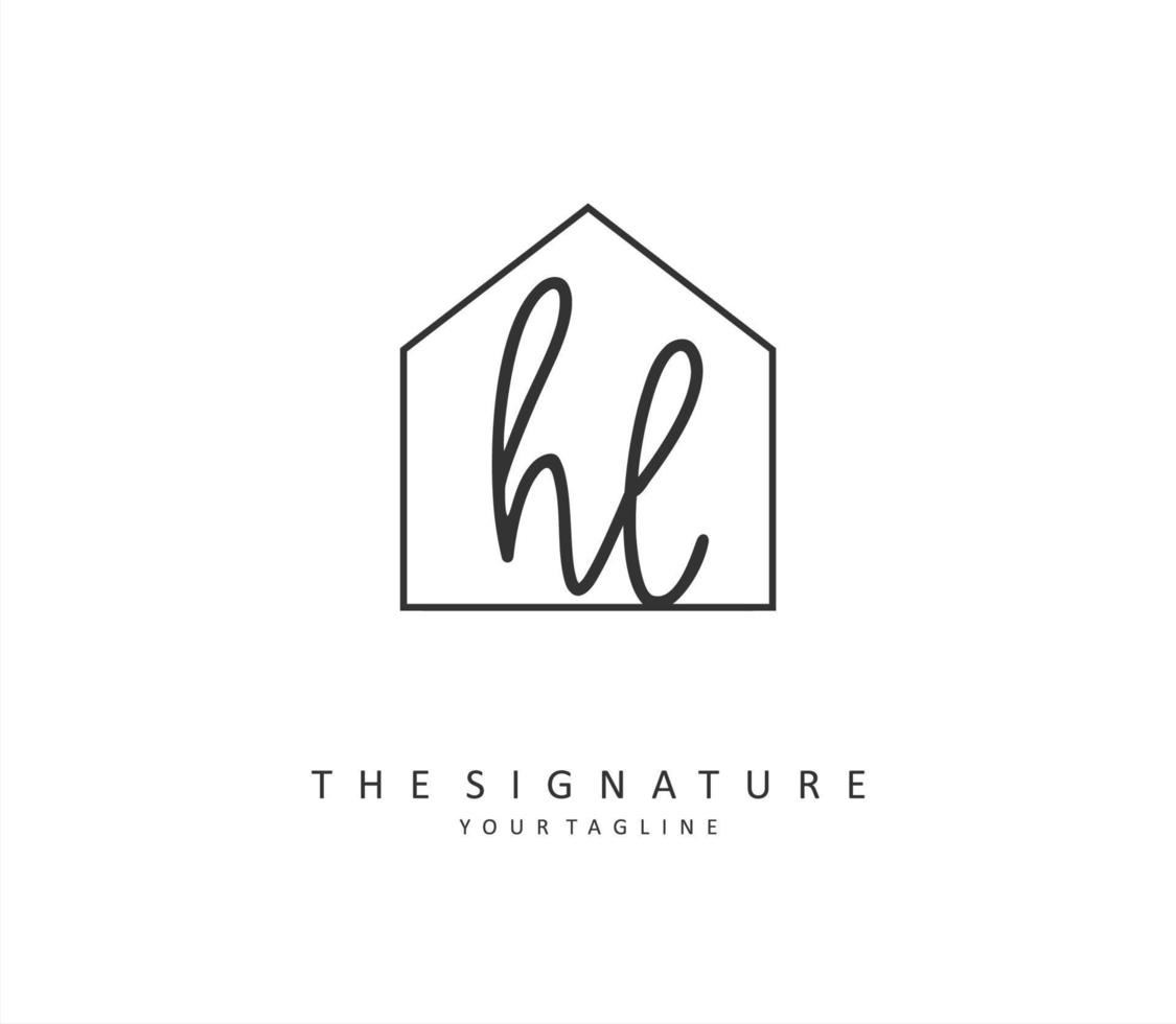HL Initial letter handwriting and signature logo. A concept handwriting ...