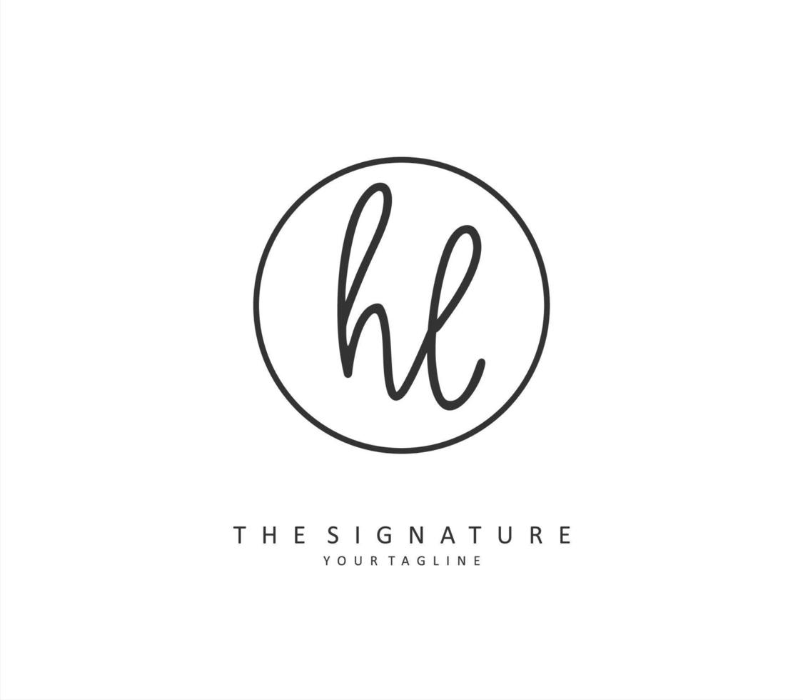 HL Initial letter handwriting and  signature logo. A concept handwriting initial logo with template element. vector