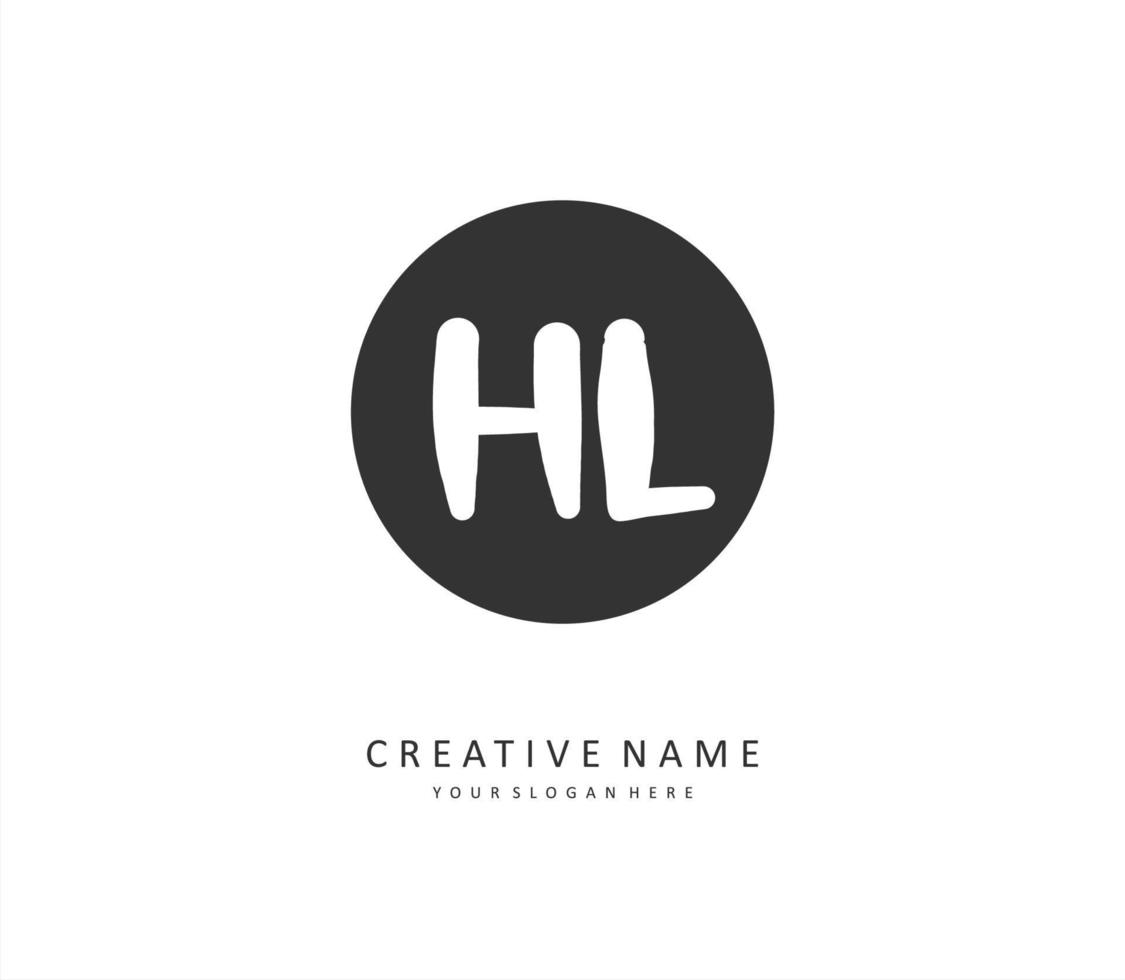HL Initial letter handwriting and  signature logo. A concept handwriting initial logo with template element. vector