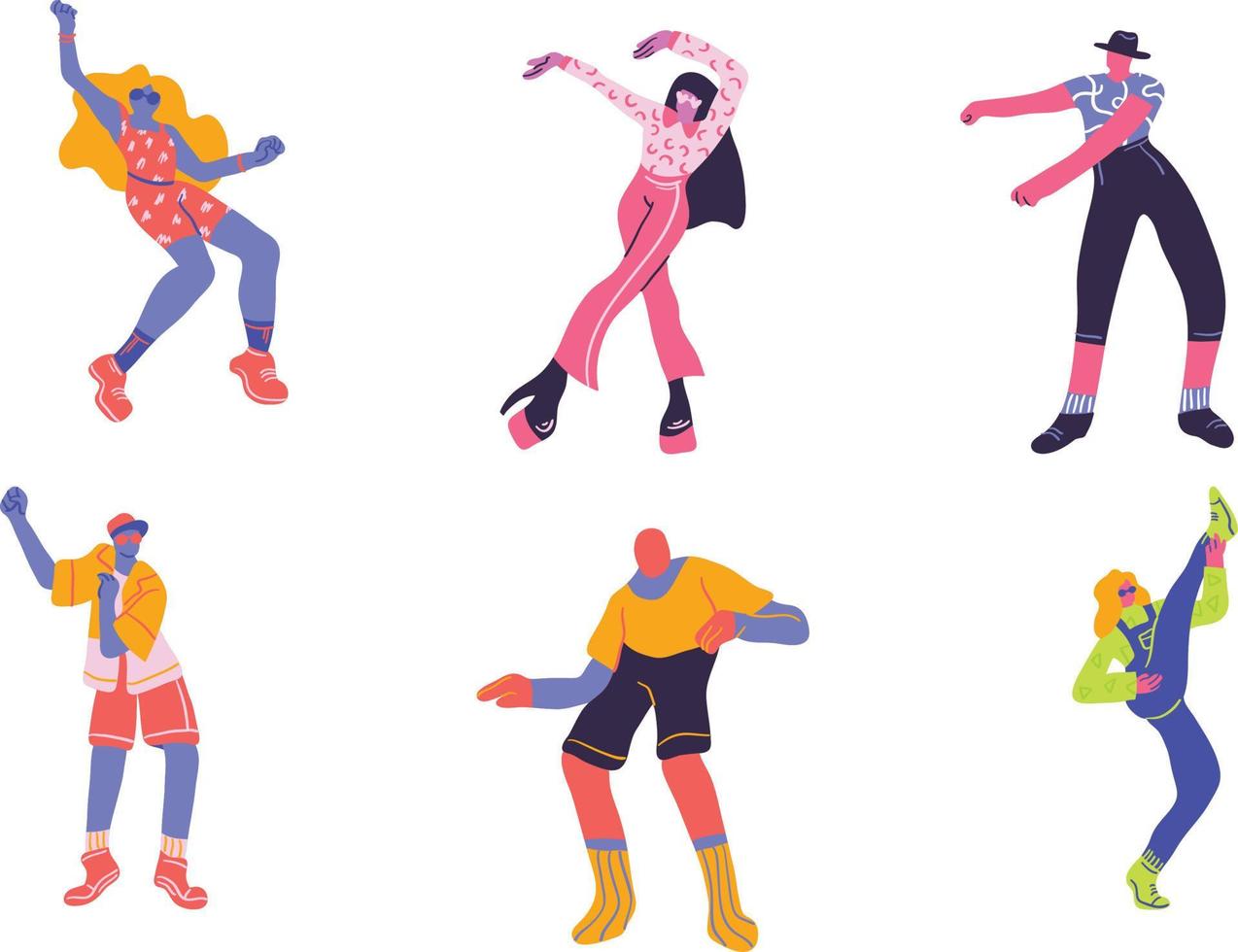 conjunto de patinadores en diferente posa Patinaje, Patinaje, acrobacia. vector ilustración en plano estilo