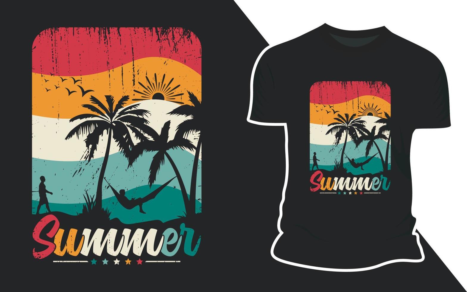 Retro Summer surfing T Shirt Vector Design