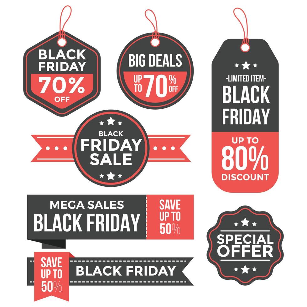 Collections of black friday sale label badge tag vector