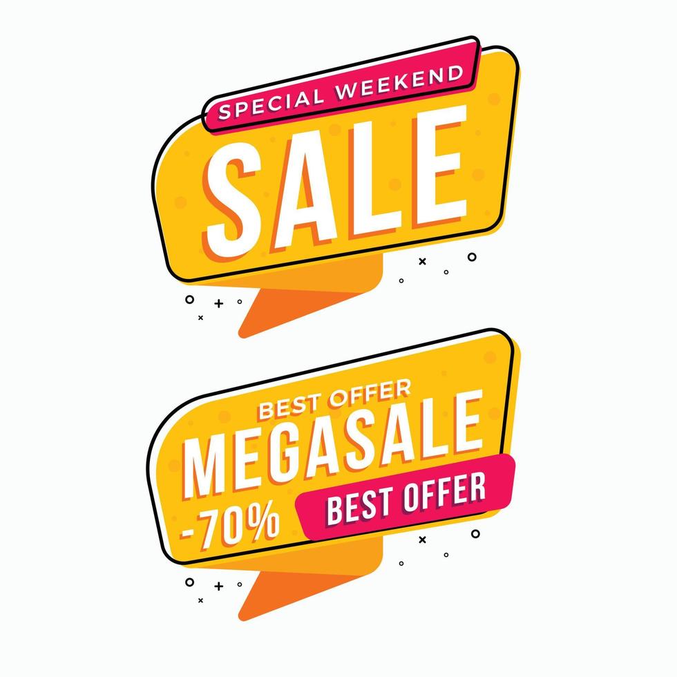 Mega sale yellow labels template vector