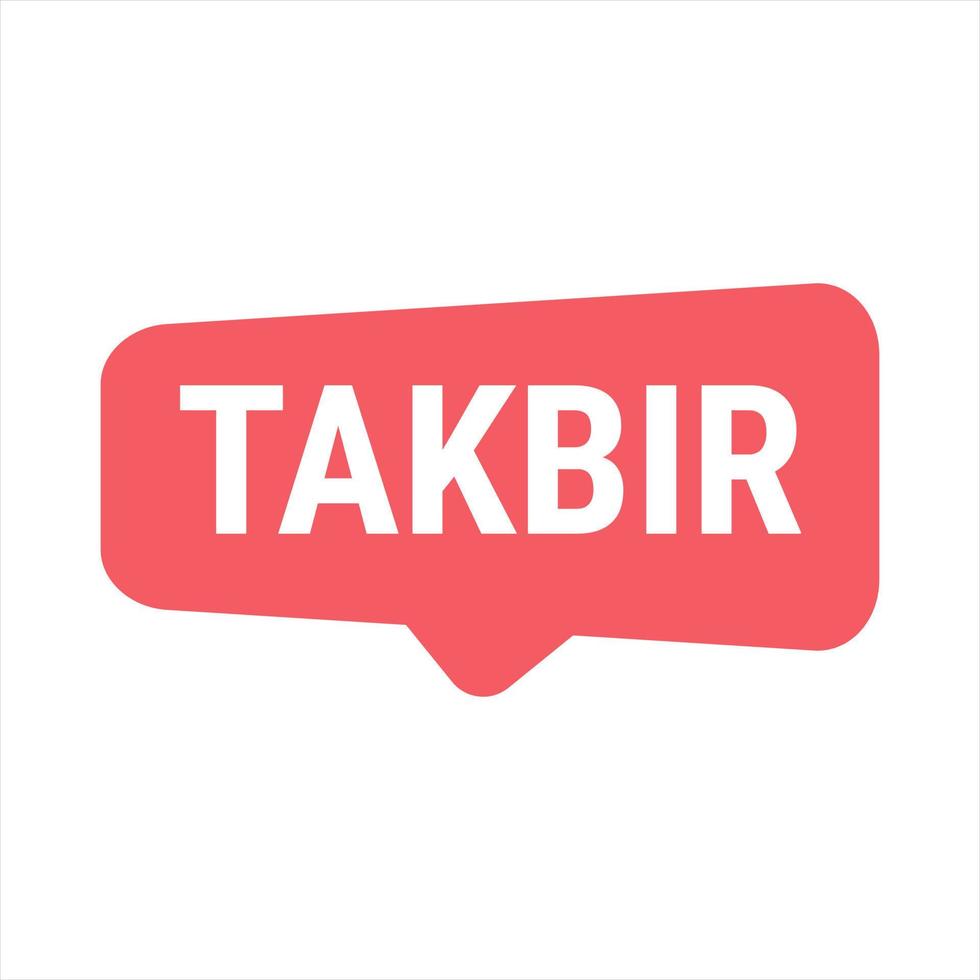 Takbir Allahu Akbar Red Vector Callout Banner with Call to Prayer for Ramadan