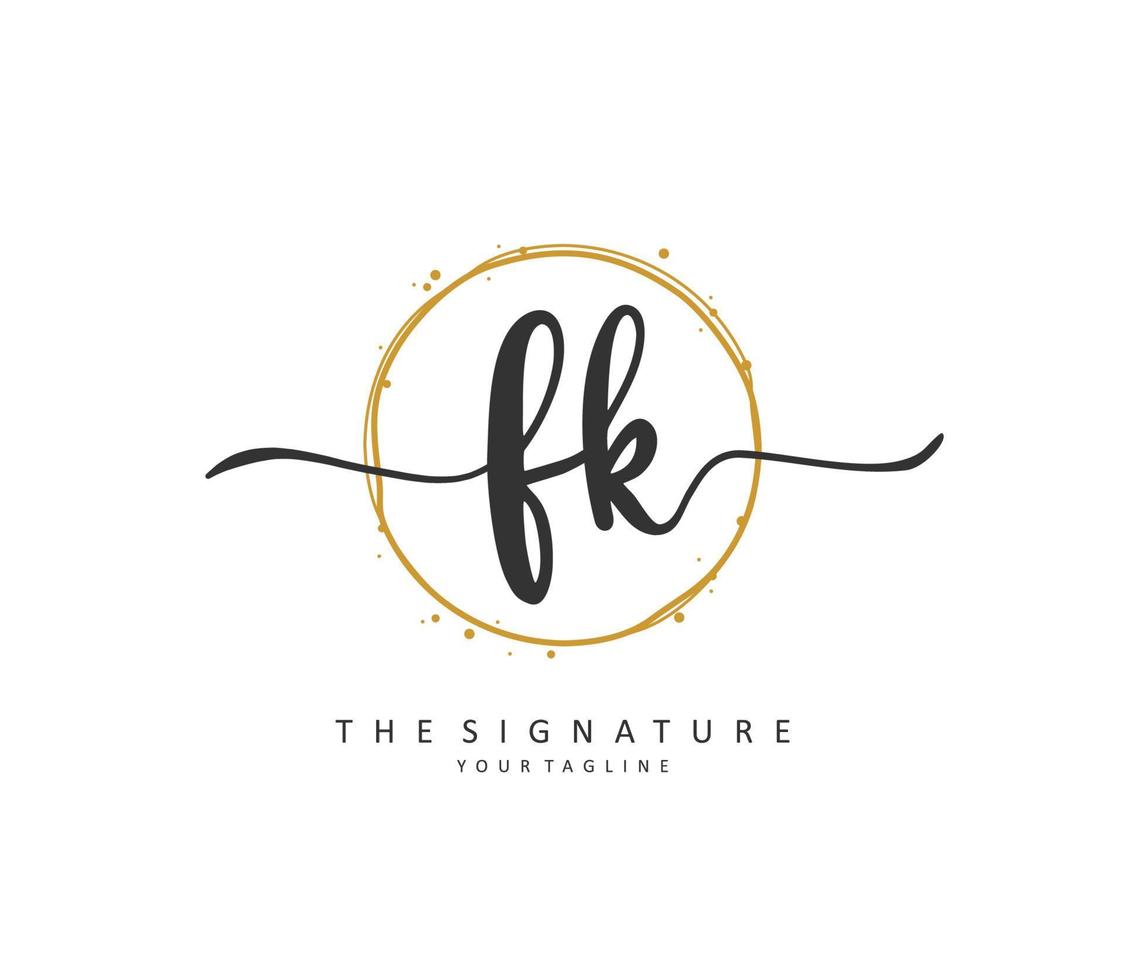 F K FK Initial letter handwriting and  signature logo. A concept handwriting initial logo with template element. vector