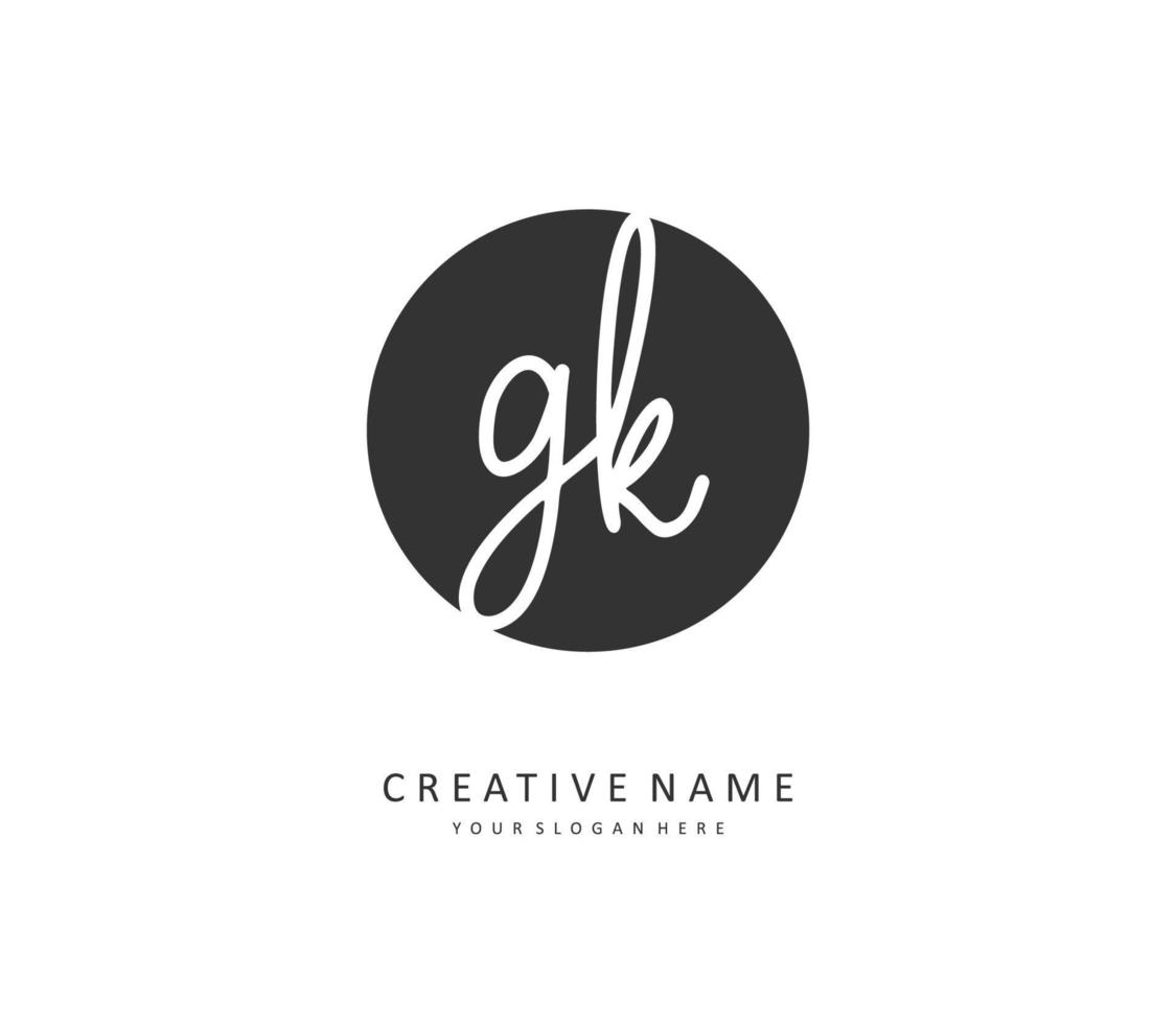 G K GK Initial letter handwriting and  signature logo. A concept handwriting initial logo with template element. vector