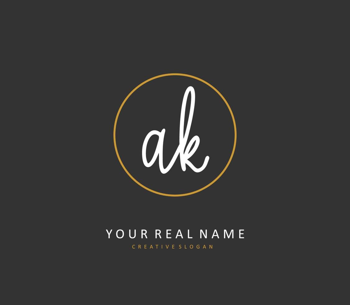 A K AK Initial letter handwriting and  signature logo. A concept handwriting initial logo with template element. vector