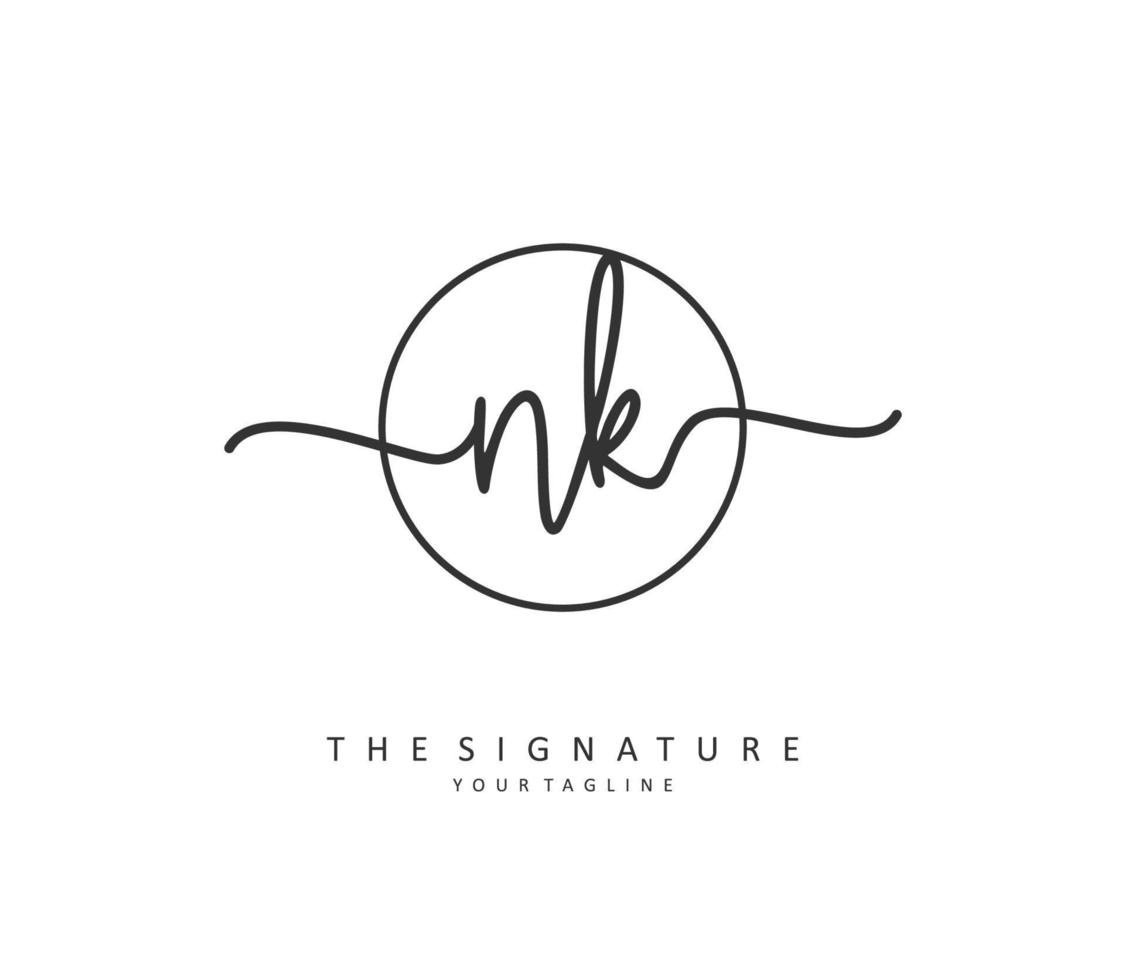 N K NK Initial letter handwriting and  signature logo. A concept handwriting initial logo with template element. vector