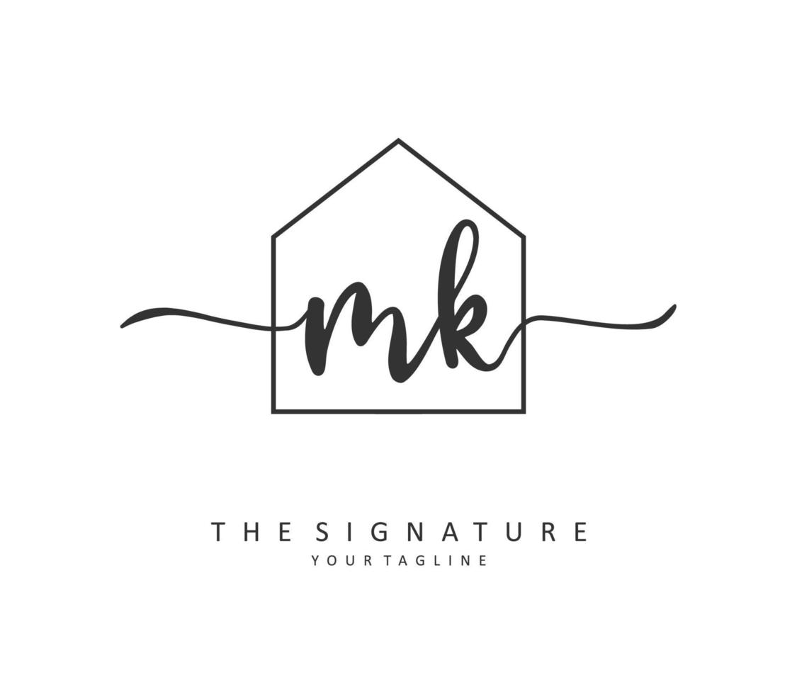 M K MK Initial letter handwriting and  signature logo. A concept handwriting initial logo with template element. vector