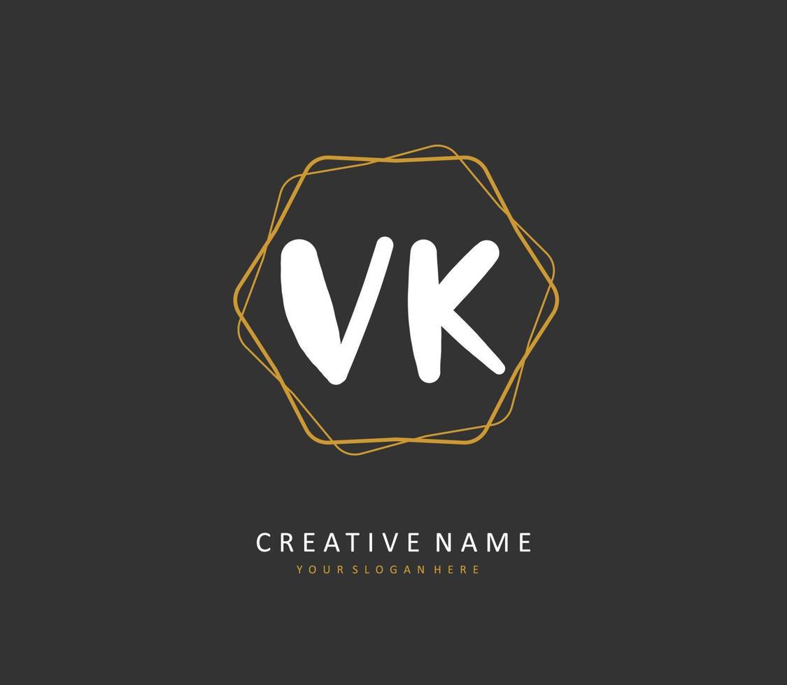 V K VK Initial letter handwriting and  signature logo. A concept handwriting initial logo with template element. vector
