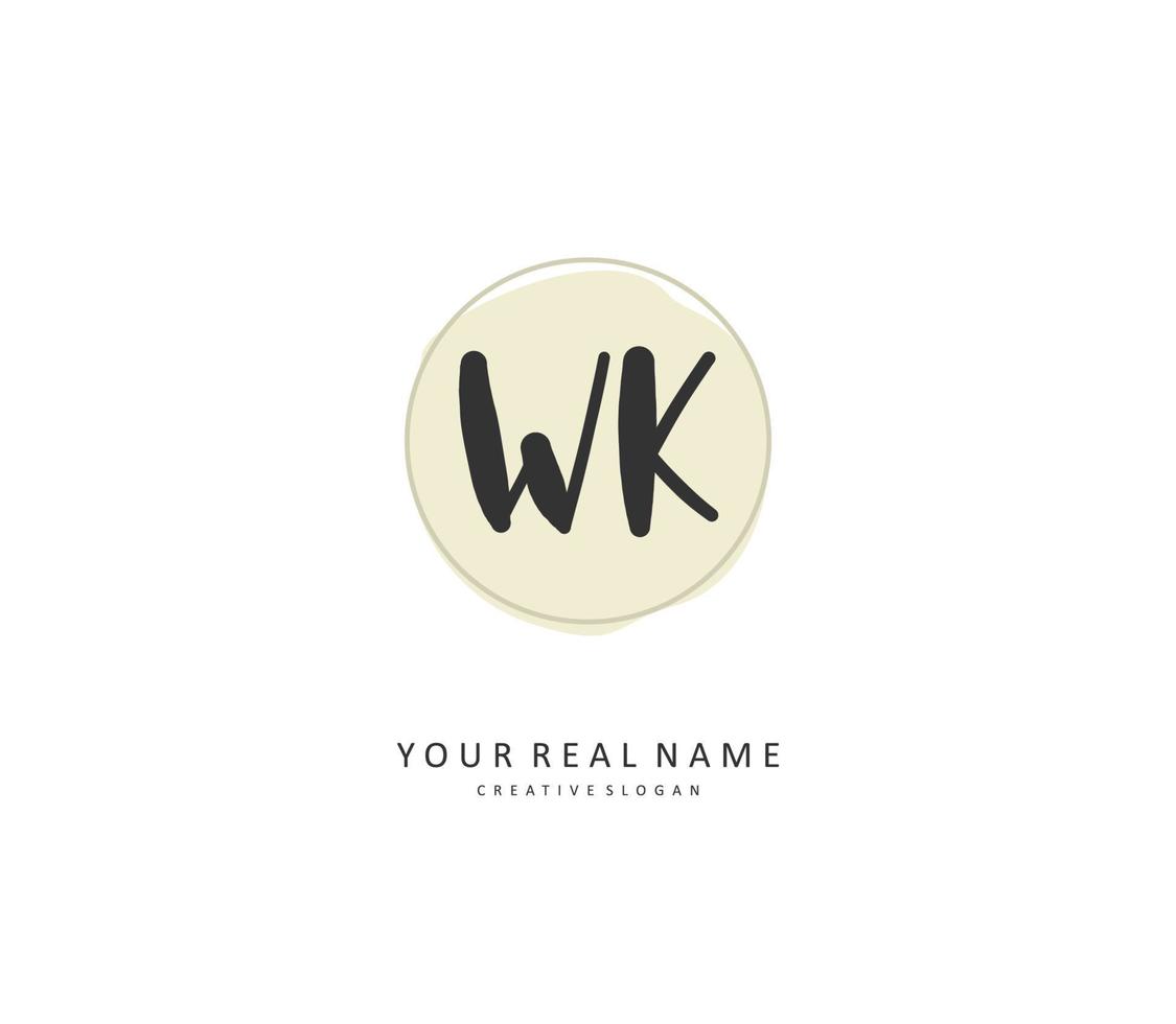 W K WK Initial letter handwriting and  signature logo. A concept handwriting initial logo with template element. vector
