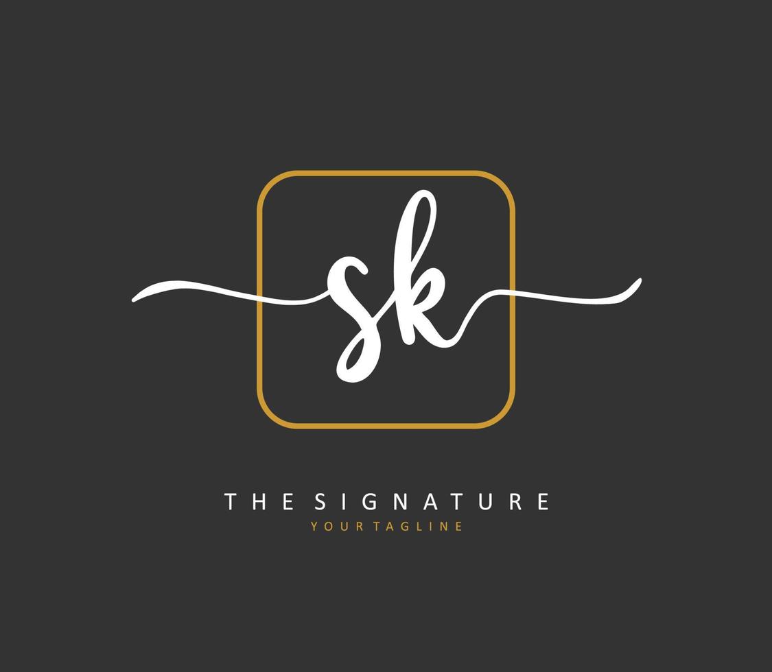 S K SK Initial letter handwriting and  signature logo. A concept handwriting initial logo with template element. vector