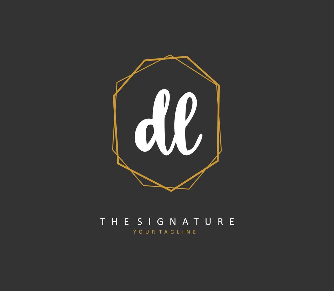 DL Initial letter handwriting and  signature logo. A concept handwriting initial logo with template element. vector