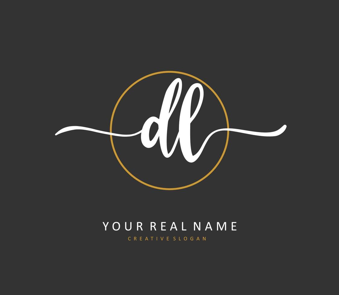 DL Initial letter handwriting and  signature logo. A concept handwriting initial logo with template element. vector