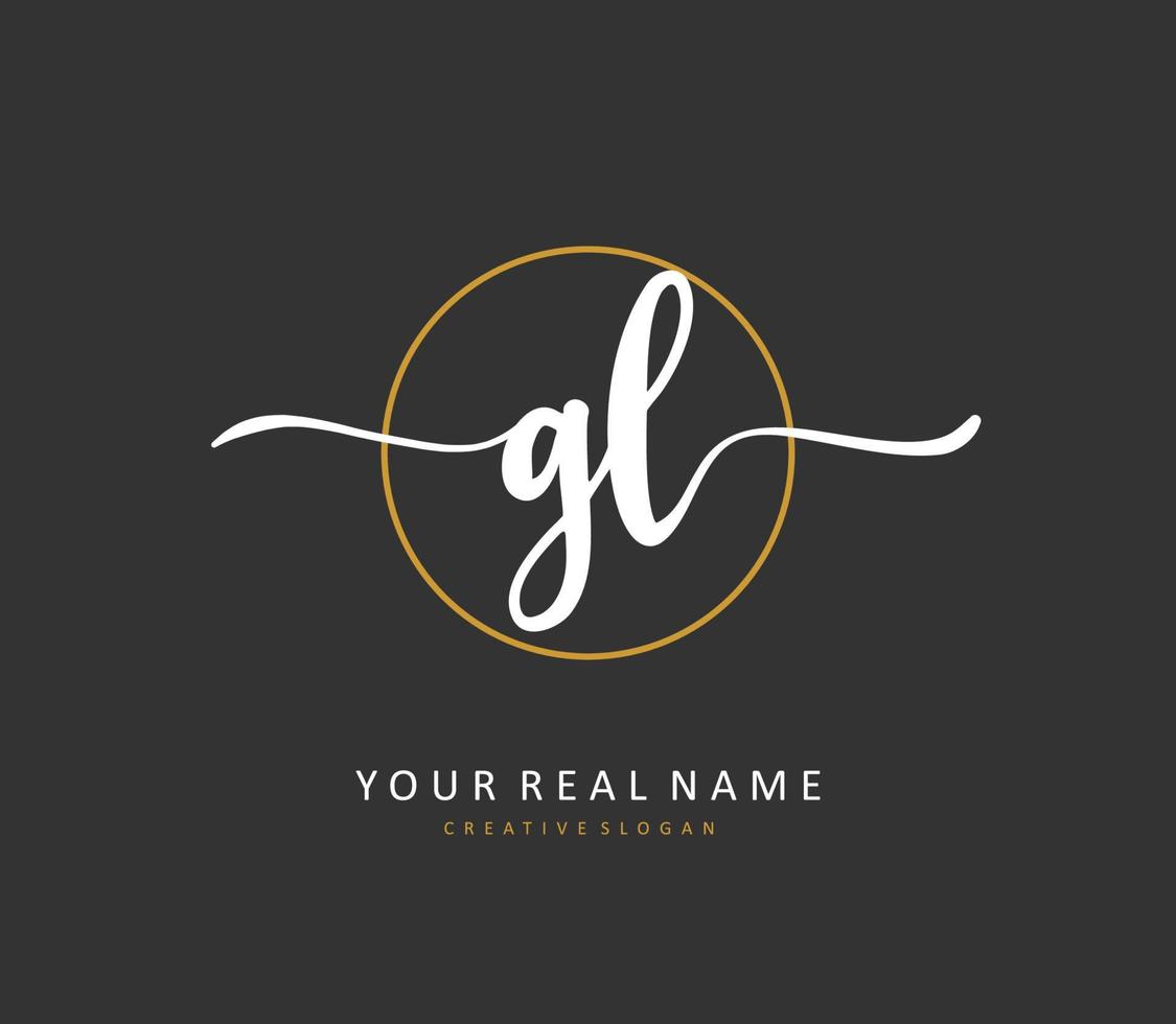 GL Initial letter handwriting and  signature logo. A concept handwriting initial logo with template element. vector