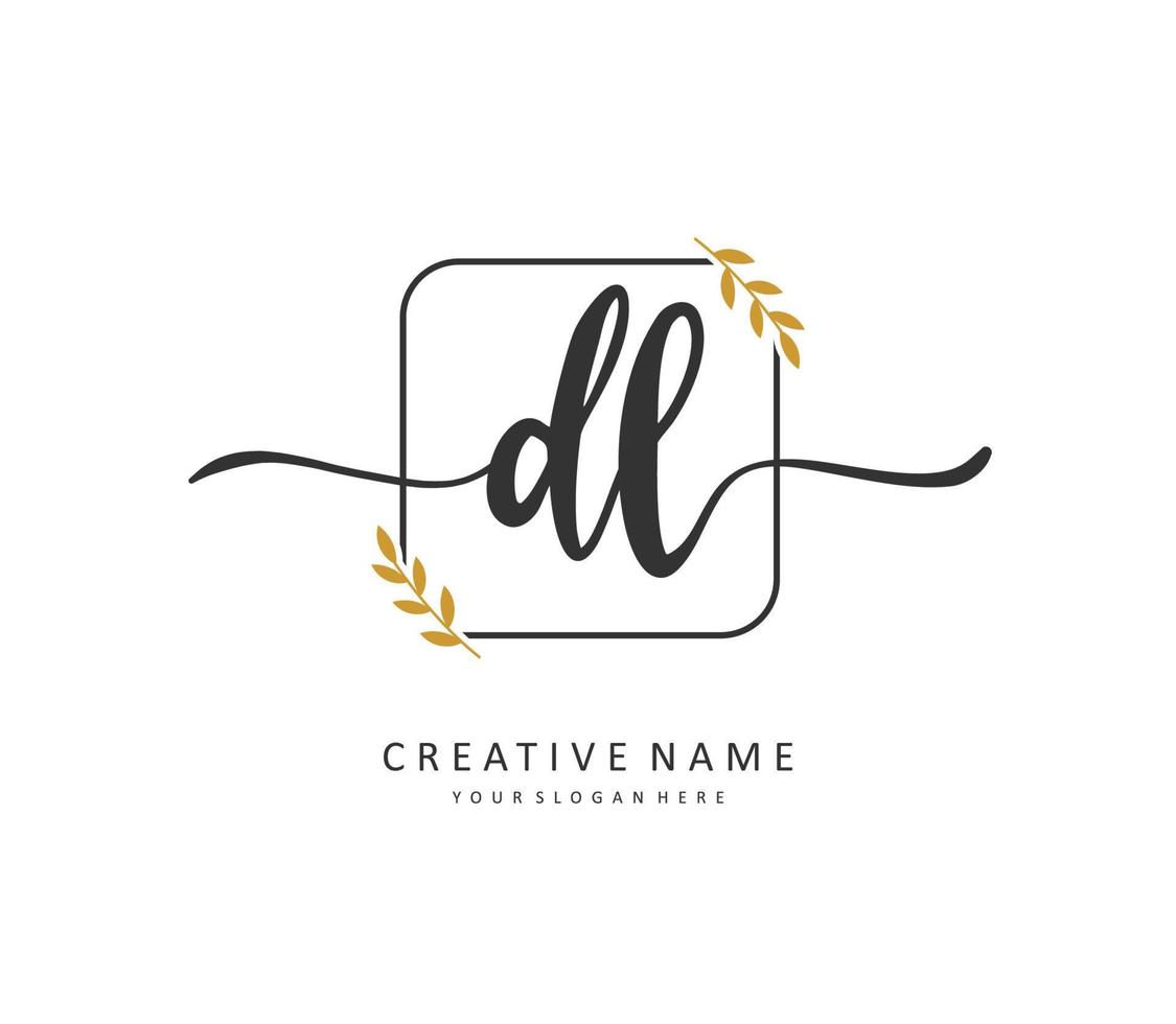 DL Initial letter handwriting and  signature logo. A concept handwriting initial logo with template element. vector