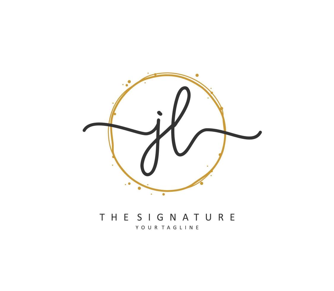 JL Initial letter handwriting and  signature logo. A concept handwriting initial logo with template element. vector