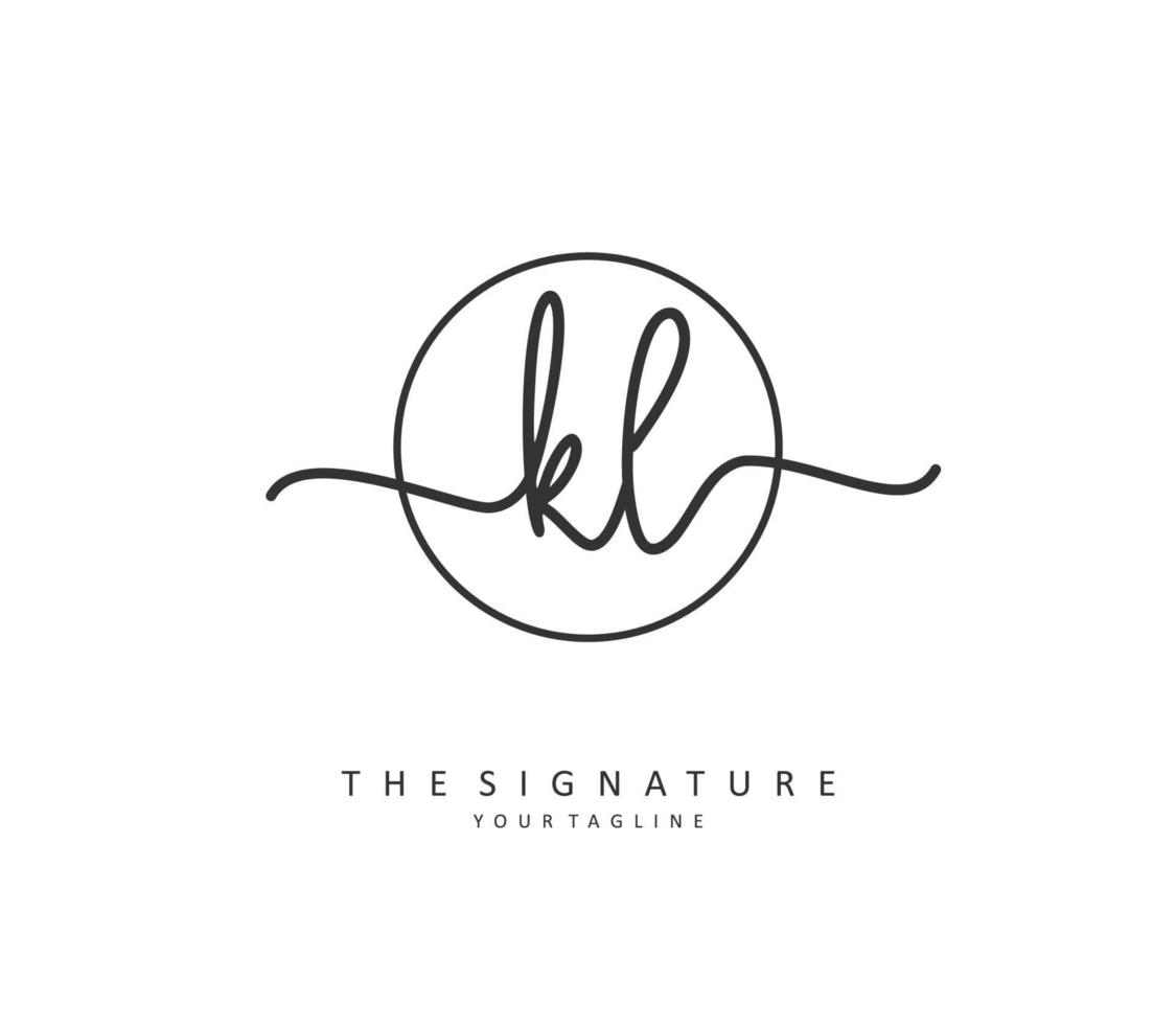 KL Initial letter handwriting and  signature logo. A concept handwriting initial logo with template element. vector