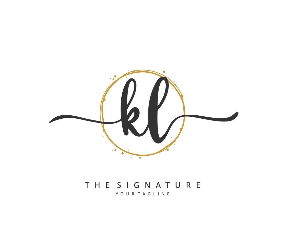 KL Initial letter handwriting and  signature logo. A concept handwriting initial logo with template element. vector