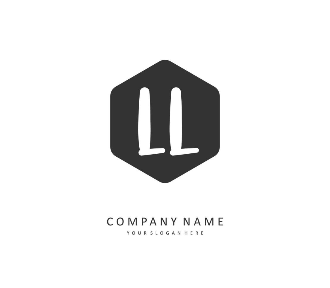 LL Initial letter handwriting and  signature logo. A concept handwriting initial logo with template element. vector