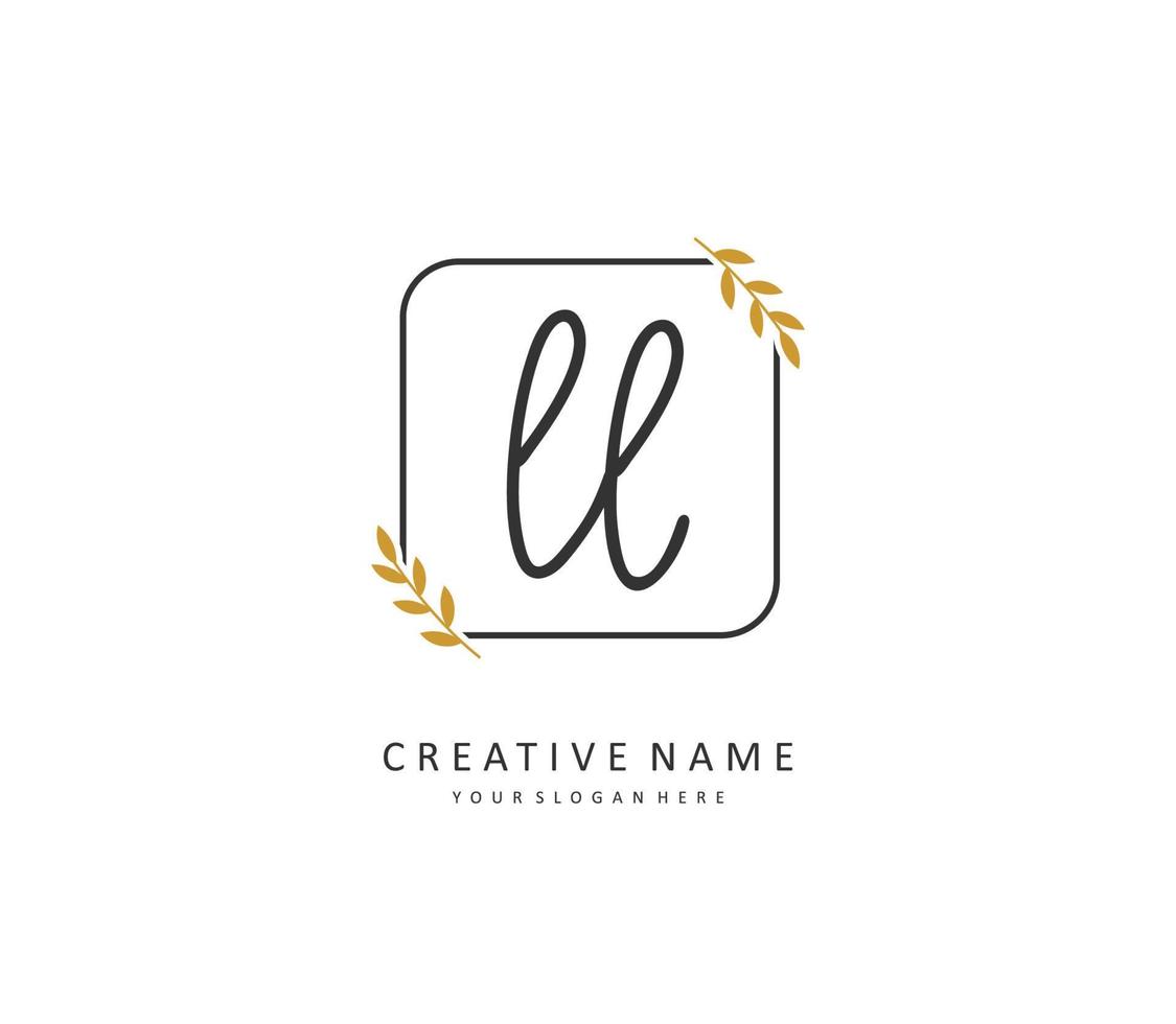 LL Initial letter handwriting and  signature logo. A concept handwriting initial logo with template element. vector