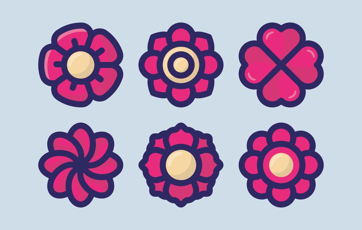 flower vector icon set, flowers icons pink and yellow free download