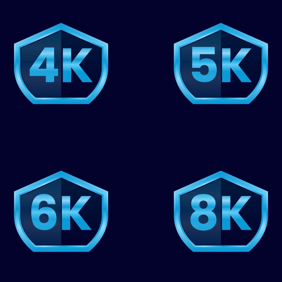 5k 6k 8k and 4k video resolution icon set vector