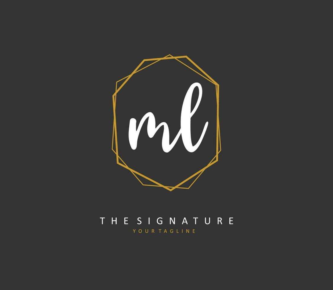 ML Initial letter handwriting and  signature logo. A concept handwriting initial logo with template element. vector