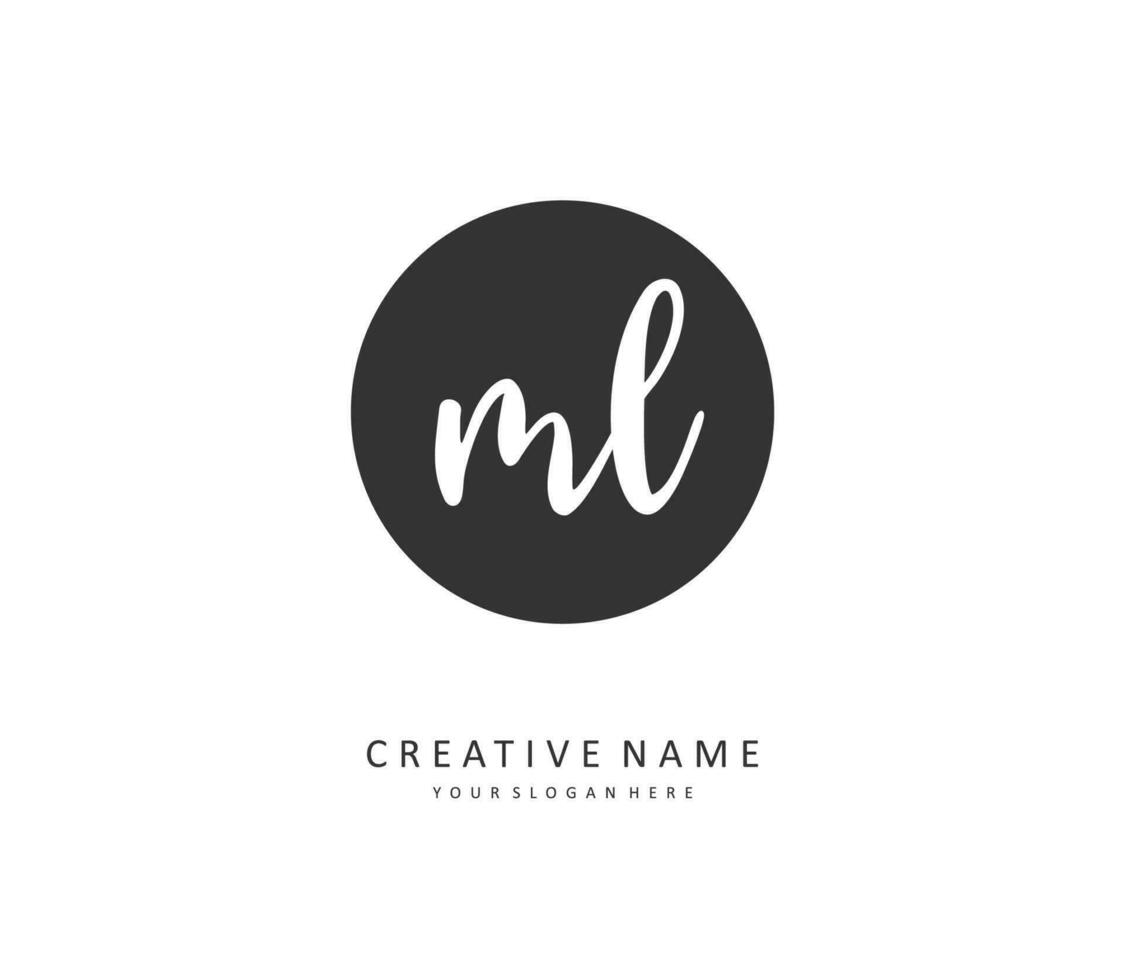 ML Initial letter handwriting and  signature logo. A concept handwriting initial logo with template element. vector