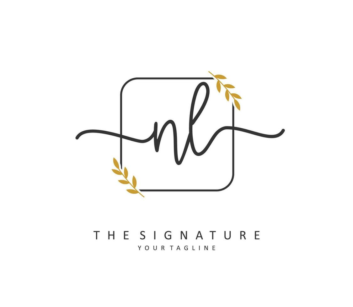 NL Initial letter handwriting and  signature logo. A concept handwriting initial logo with template element. vector