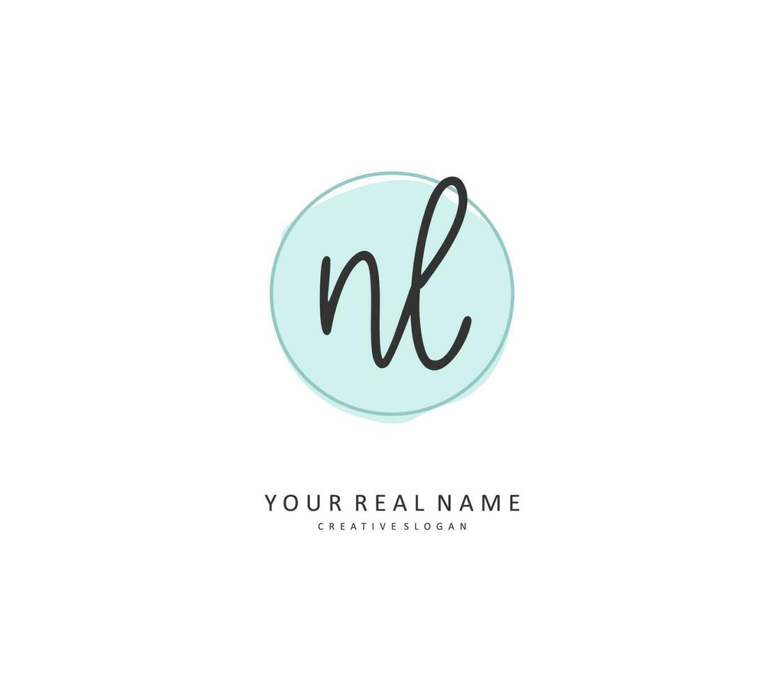 NL Initial letter handwriting and  signature logo. A concept handwriting initial logo with template element. vector