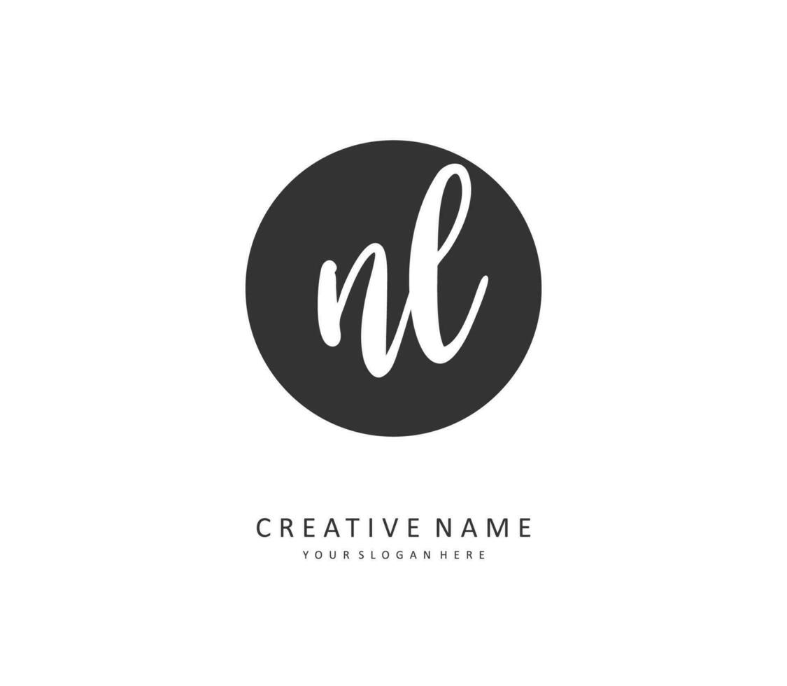 NL Initial letter handwriting and  signature logo. A concept handwriting initial logo with template element. vector