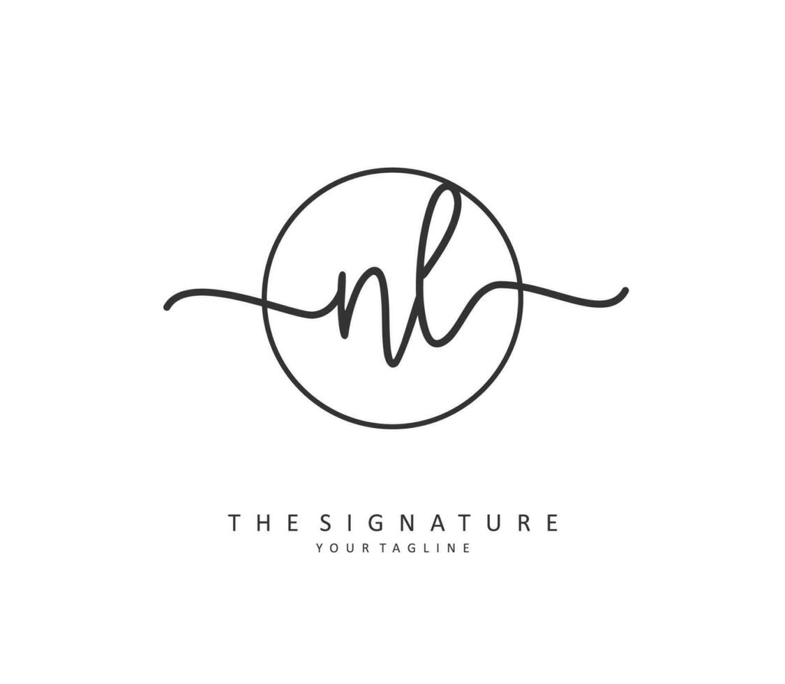NL Initial letter handwriting and  signature logo. A concept handwriting initial logo with template element. vector
