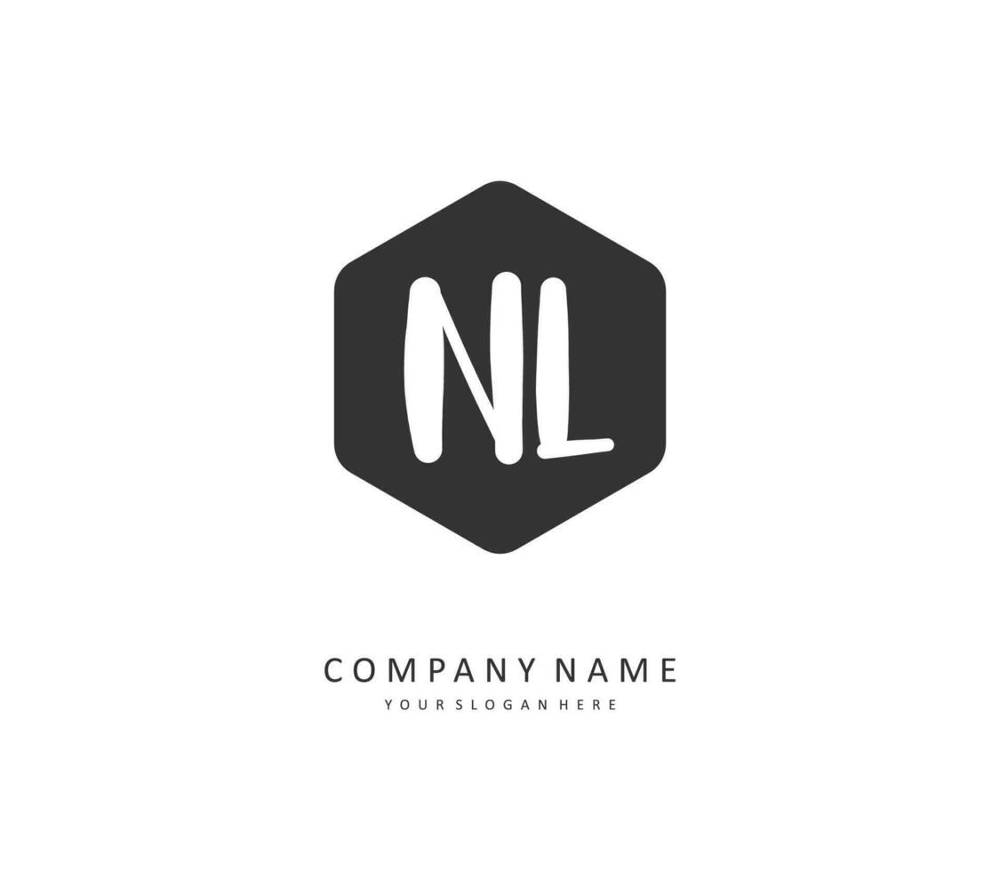 NL Initial letter handwriting and  signature logo. A concept handwriting initial logo with template element. vector