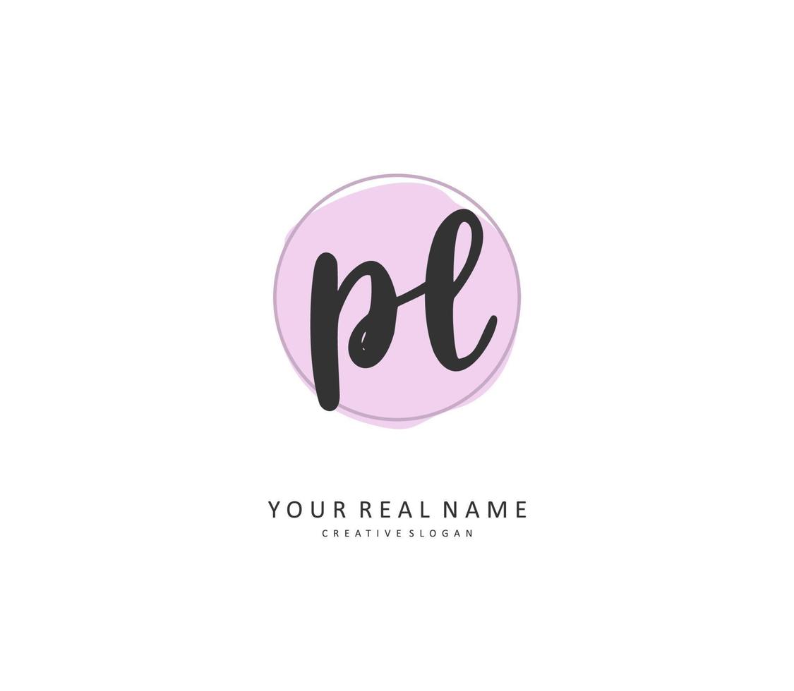PL Initial letter handwriting and  signature logo. A concept handwriting initial logo with template element. vector
