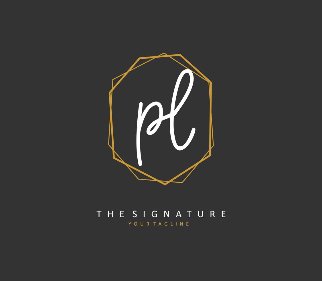 PL Initial letter handwriting and  signature logo. A concept handwriting initial logo with template element. vector