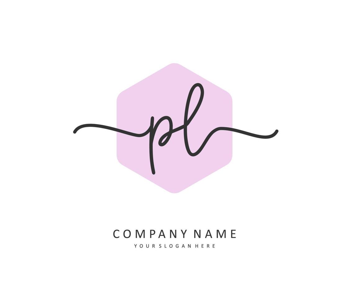 PL Initial letter handwriting and  signature logo. A concept handwriting initial logo with template element. vector