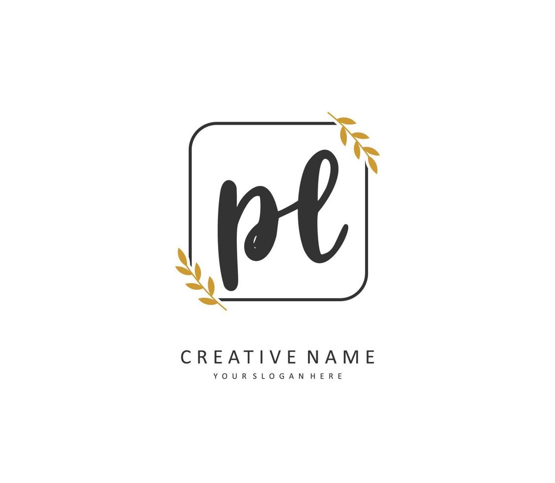 PL Initial letter handwriting and  signature logo. A concept handwriting initial logo with template element. vector