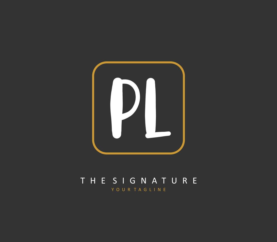 PL Initial letter handwriting and  signature logo. A concept handwriting initial logo with template element. vector